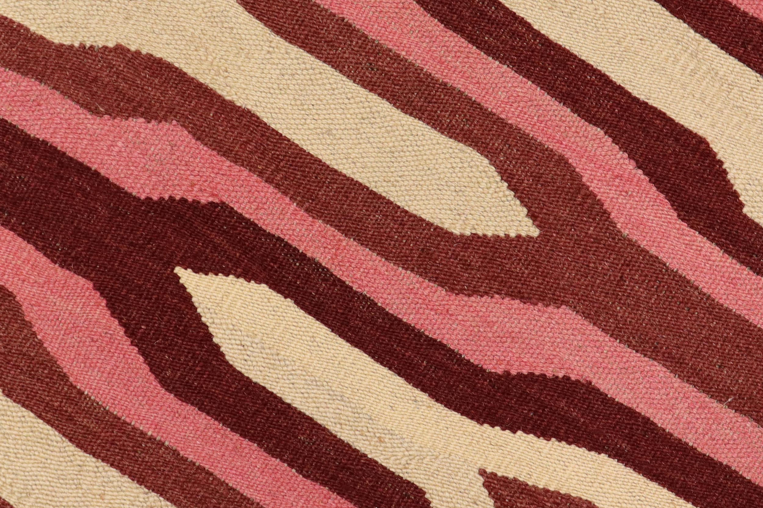 handmade Modern Kilim Beige Pink Hand-Woven RECTANGLE 100% WOOL area rug 6x9