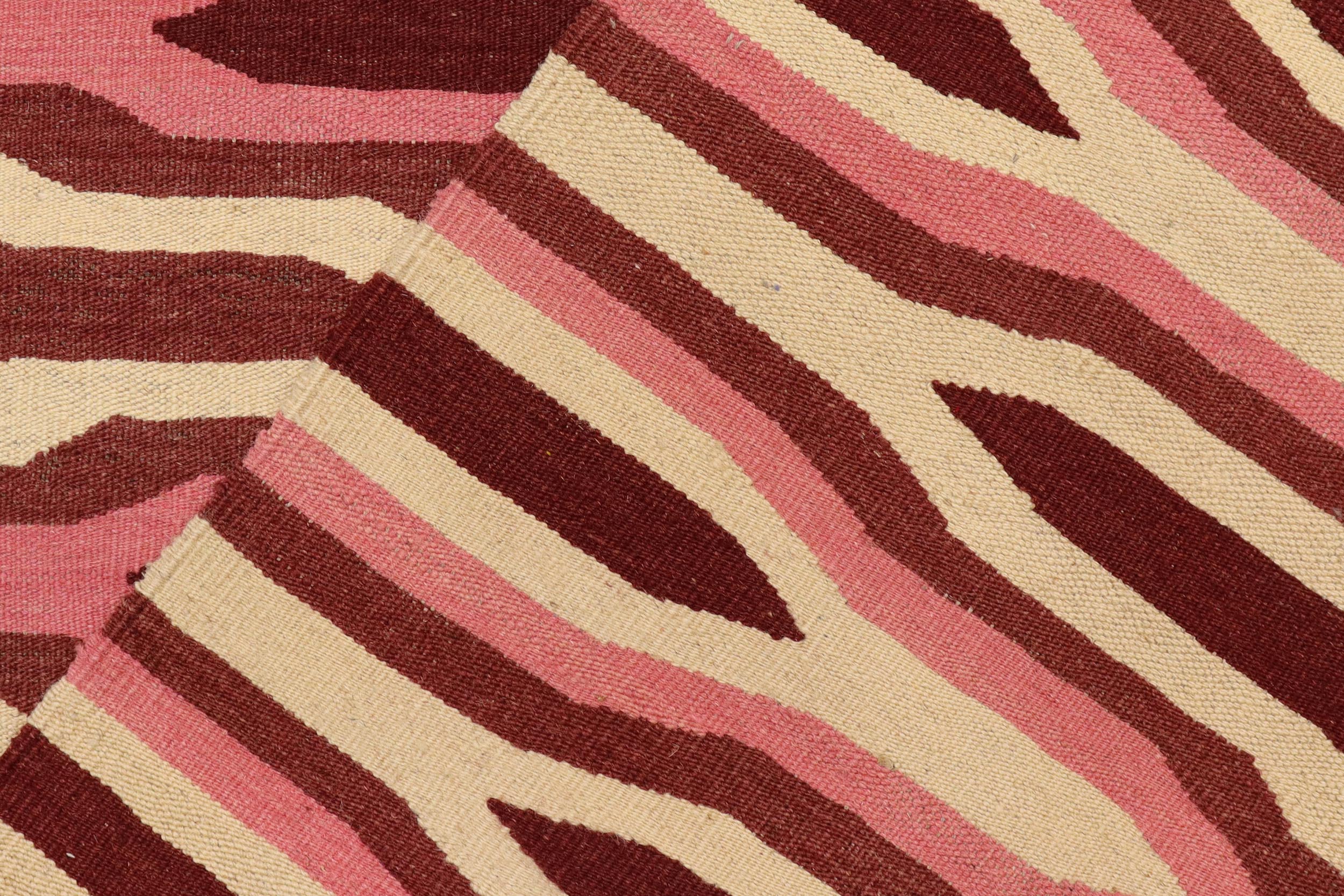 handmade Modern Kilim Beige Pink Hand-Woven RECTANGLE 100% WOOL area rug 6x9