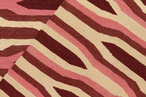 handmade Modern Kilim Beige Pink Hand-Woven RECTANGLE 100% WOOL area rug 6x9