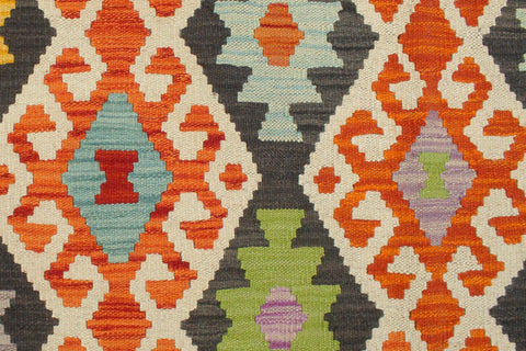 handmade Geometric Kilim Rust Charcoal Hand-Woven RECTANGLE 100% WOOL area rug 5x6