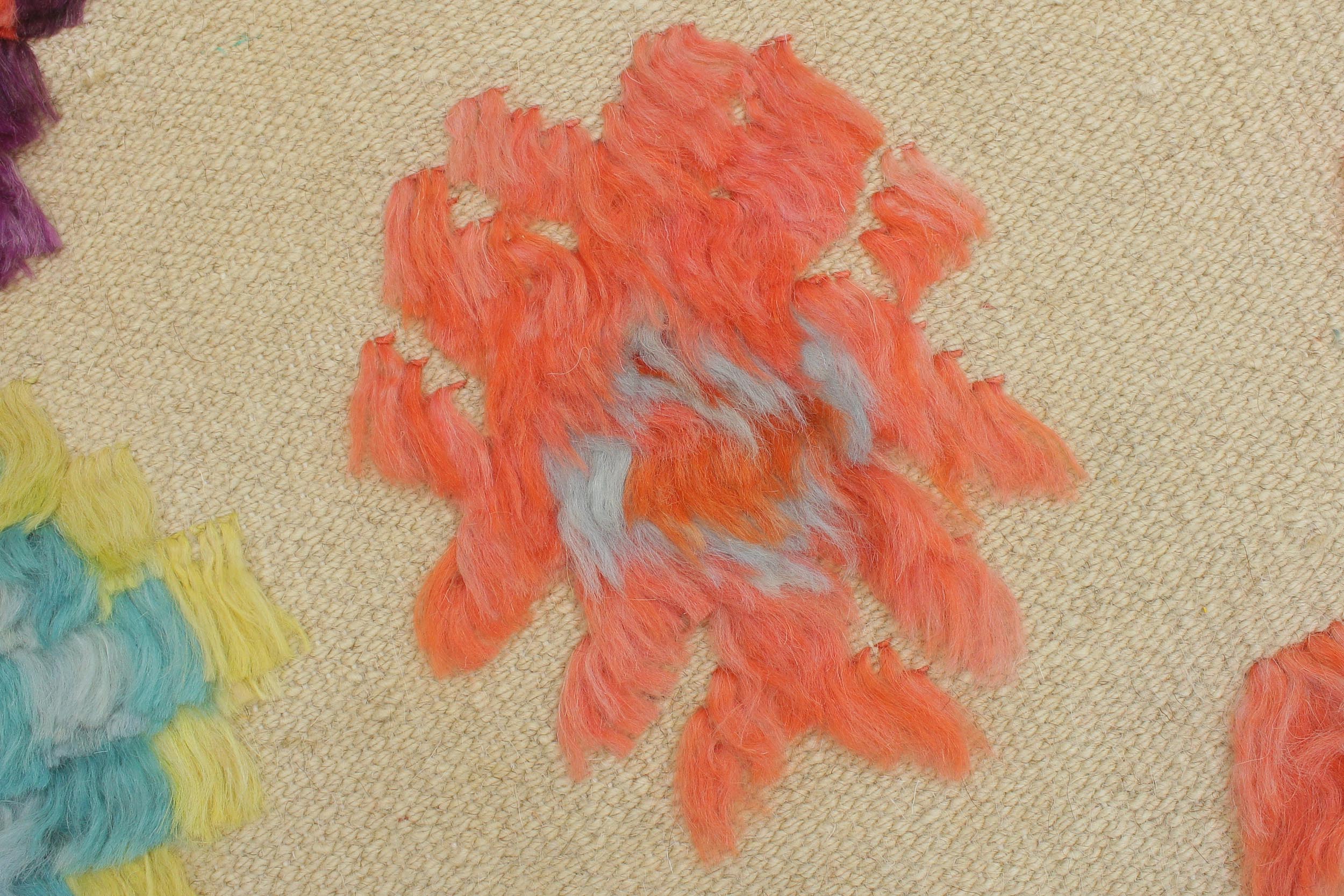 handmade Geometric Moroccan Hi Beige Blue Hand Knotted RECTANGLE 100% WOOL area rug 4' x 7'