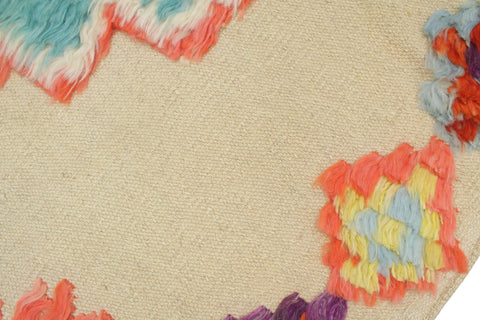 handmade Geometric Moroccan Hi Beige Blue Hand Knotted RECTANGLE 100% WOOL area rug 4' x 7'