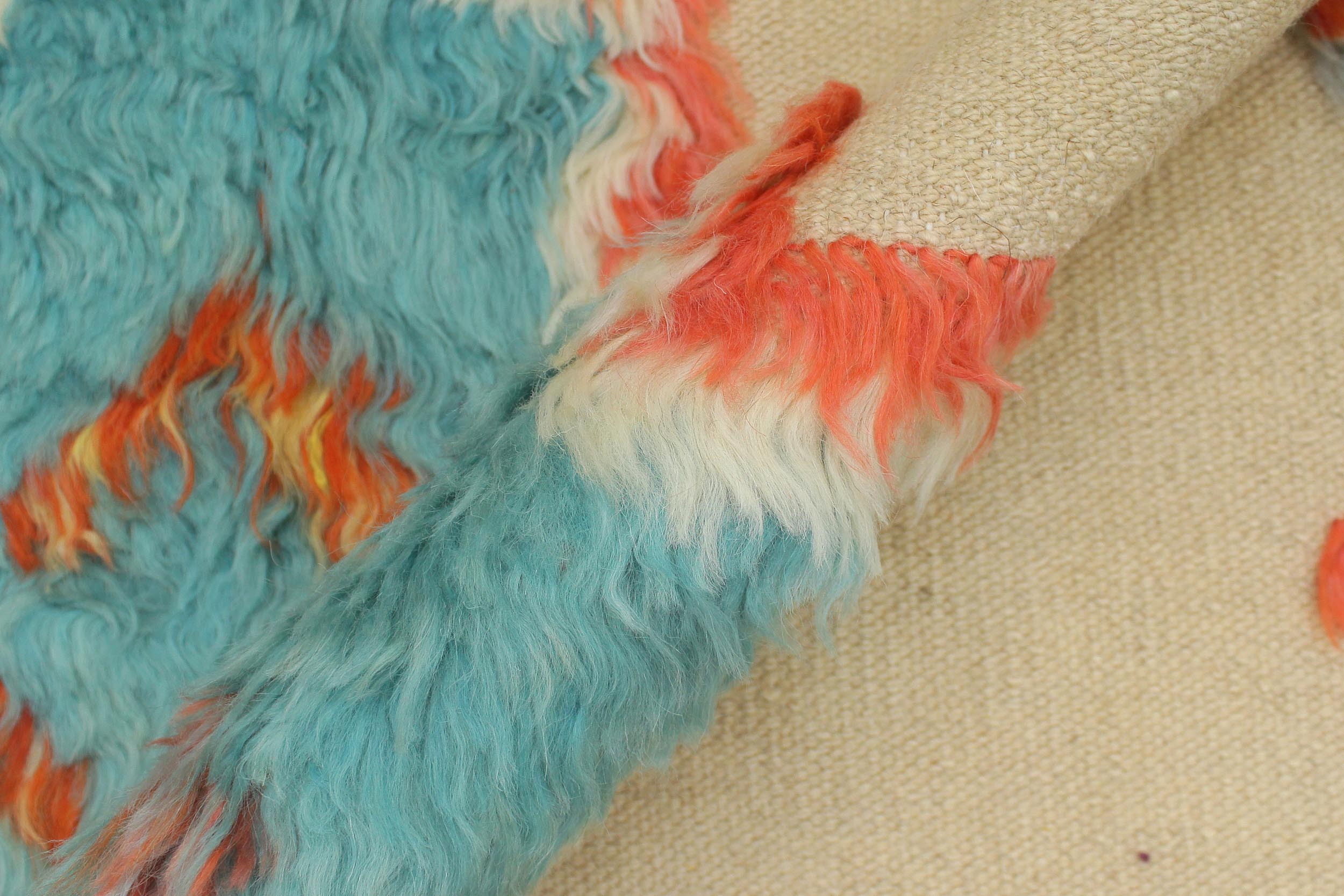 handmade Geometric Moroccan Hi Beige Blue Hand Knotted RECTANGLE 100% WOOL area rug 4' x 7'