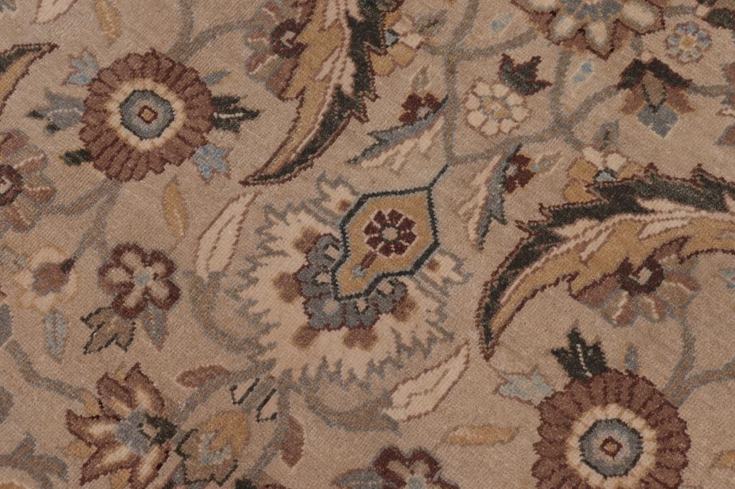 handmade Traditional Lahore Tan Lt. Green Hand Knotted RECTANGLE 100% WOOL area rug 10'X14'