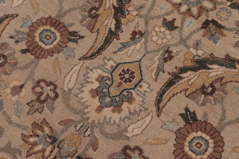 handmade Traditional Lahore Tan Lt. Green Hand Knotted RECTANGLE 100% WOOL area rug 10'X14'