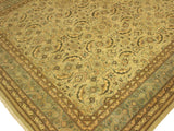 handmade Traditional Lahore Tan Lt. Green Hand Knotted RECTANGLE 100% WOOL area rug 10x14