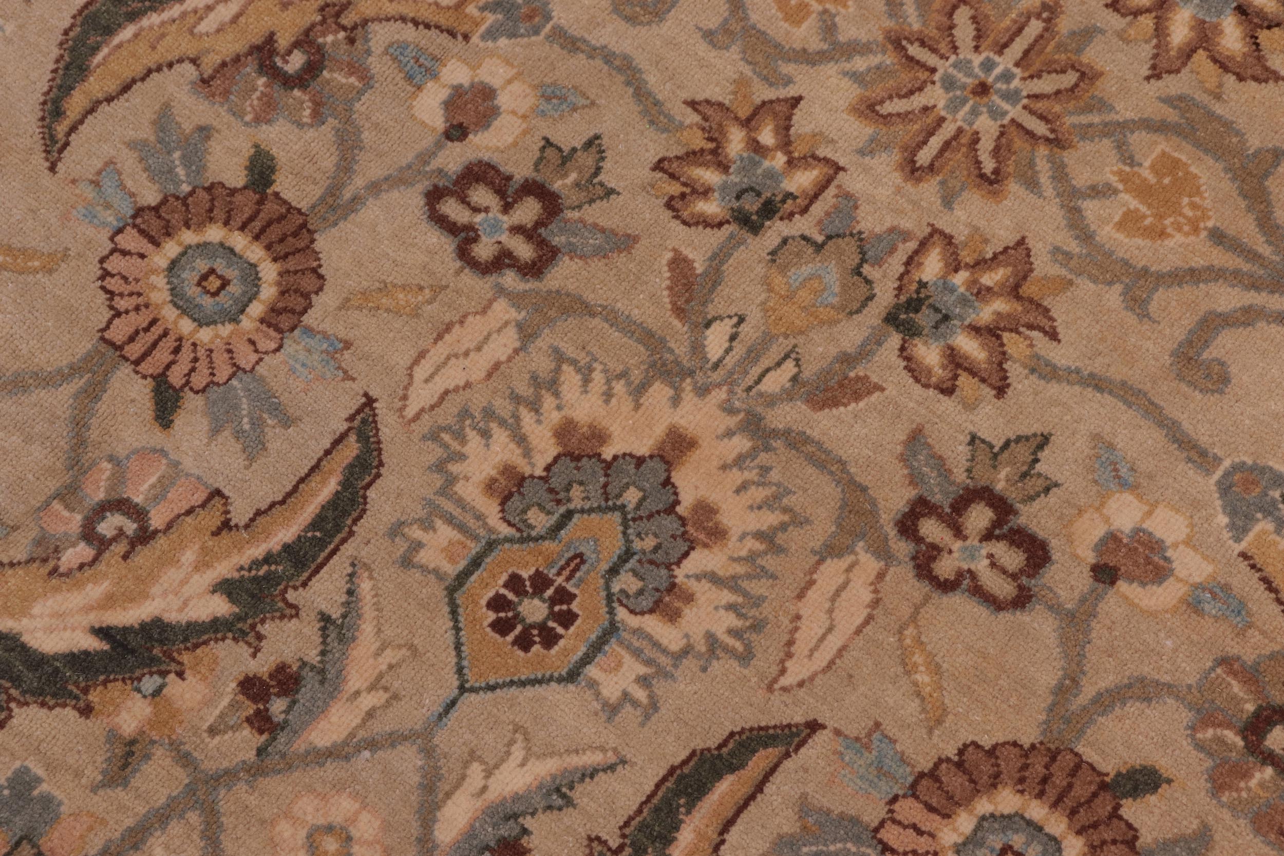 handmade Transitional Lahore Tan Lt. Green Hand Knotted RECTANGLE 100% WOOL area rug 10' x 14'