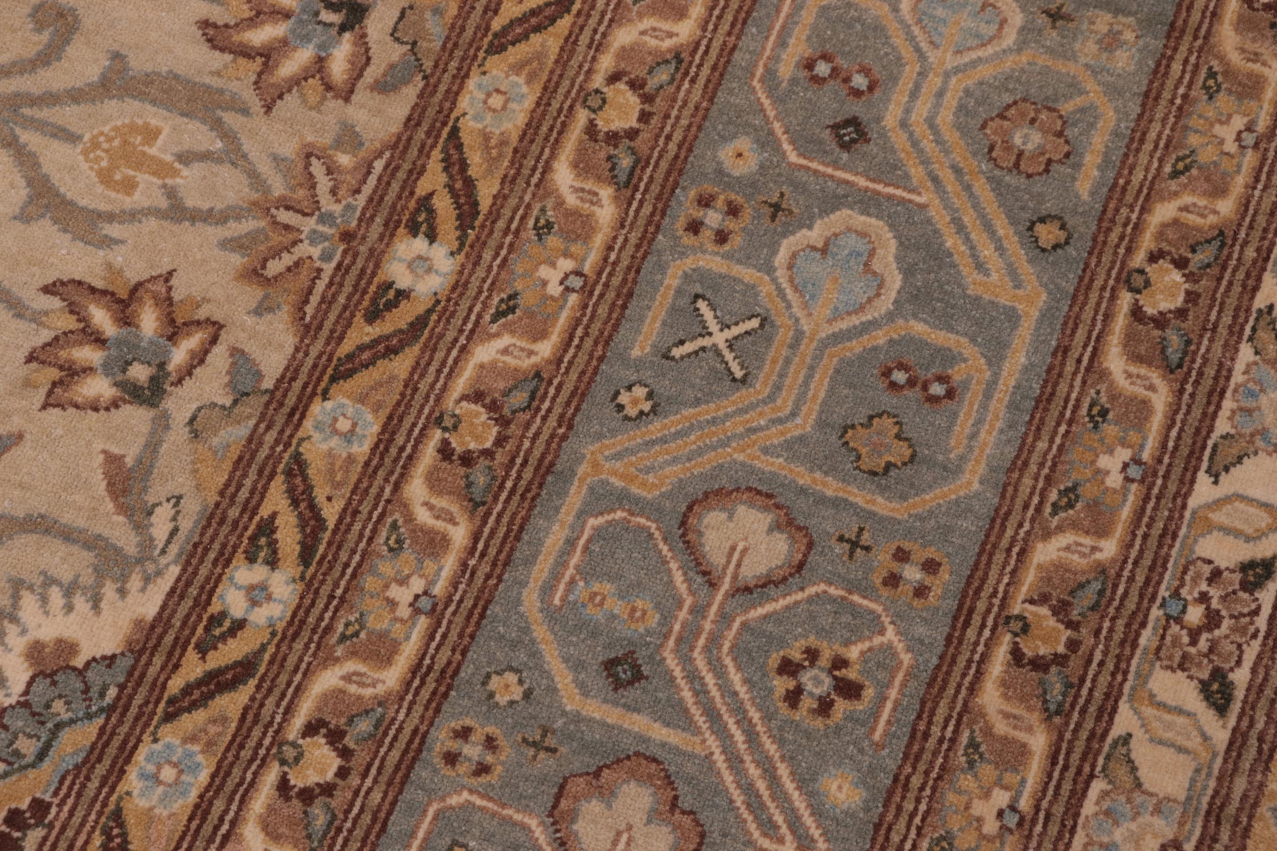 handmade Transitional Lahore Tan Lt. Green Hand Knotted RECTANGLE 100% WOOL area rug 10' x 14'