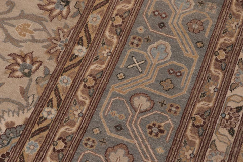 handmade Traditional Lahore Tan Lt. Green Hand Knotted RECTANGLE 100% WOOL area rug 10'X14'