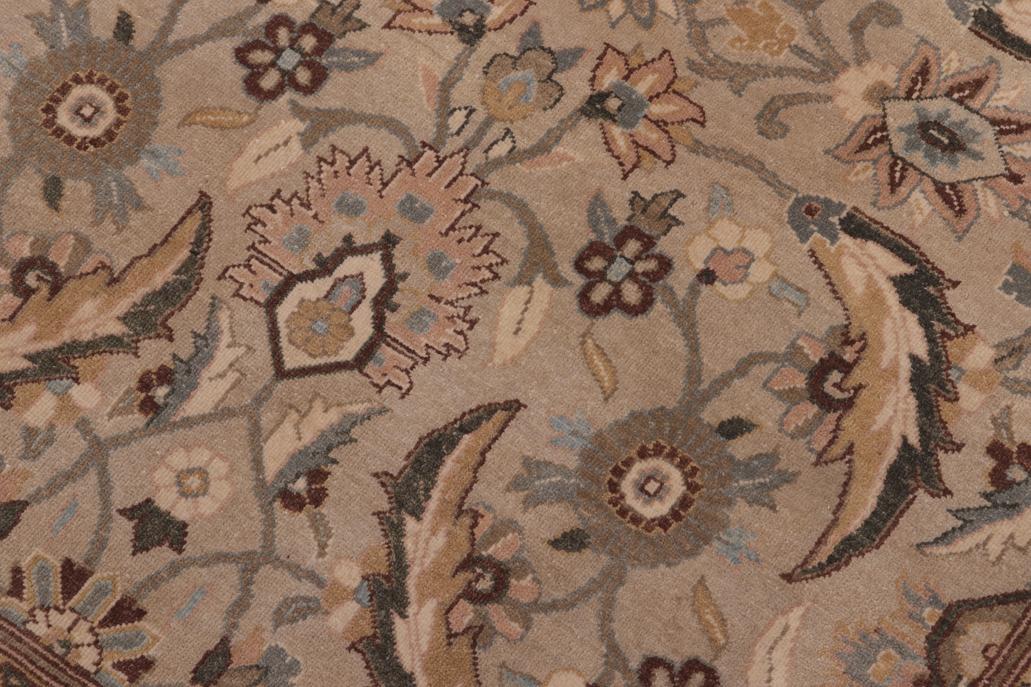 handmade Traditional Lahore Tan Lt. Green Hand Knotted RECTANGLE 100% WOOL area rug 10'X14'