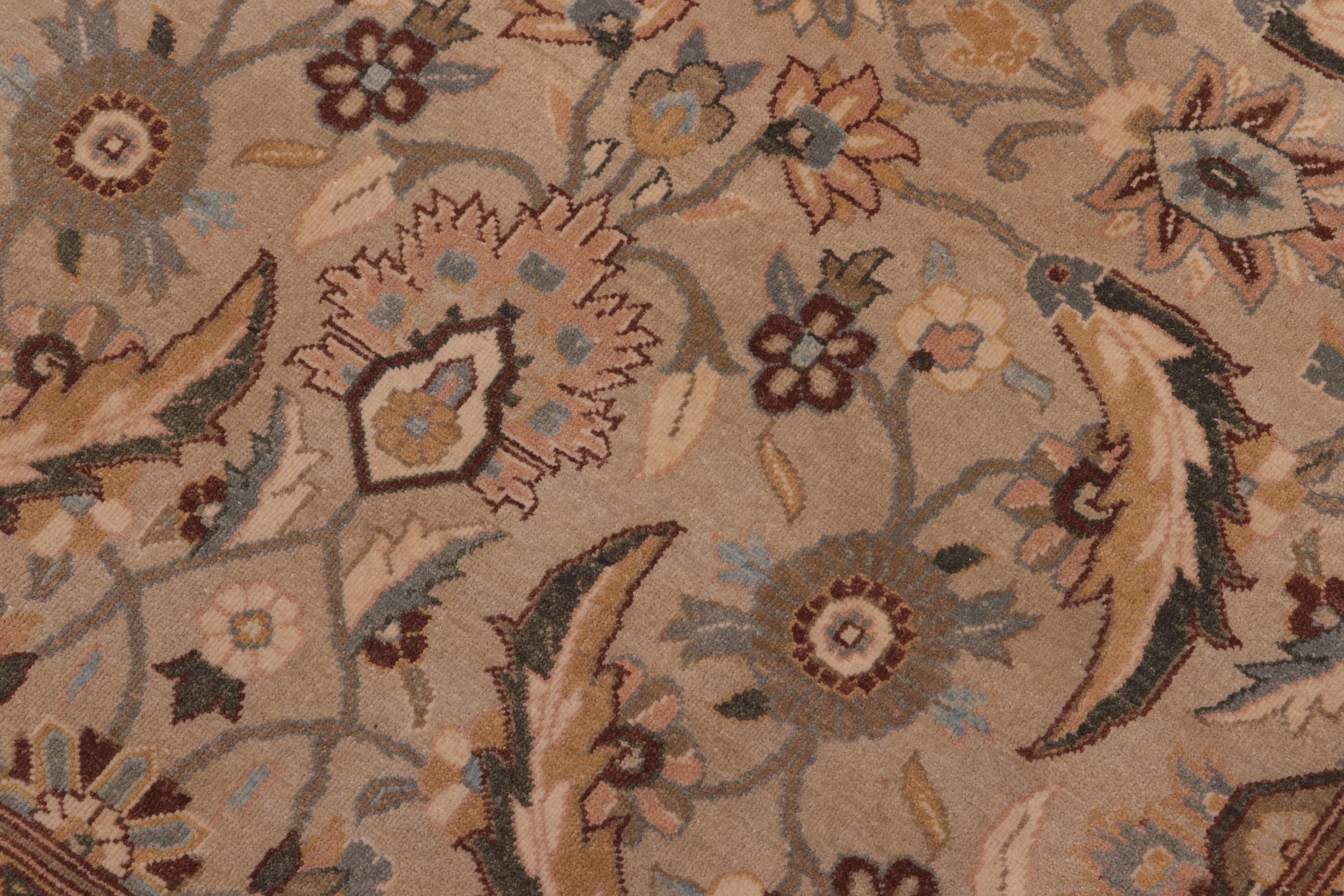 handmade Transitional Lahore Tan Lt. Green Hand Knotted RECTANGLE 100% WOOL area rug 10' x 14'