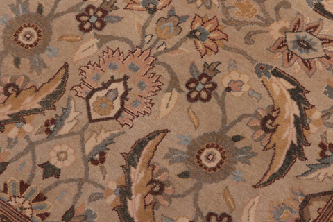 handmade Transitional Lahore Tan Lt. Green Hand Knotted RECTANGLE 100% WOOL area rug 10' x 14'