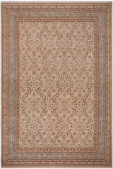 handmade Traditional Lahore Tan Lt. Green Hand Knotted RECTANGLE 100% WOOL area rug 10'X14'