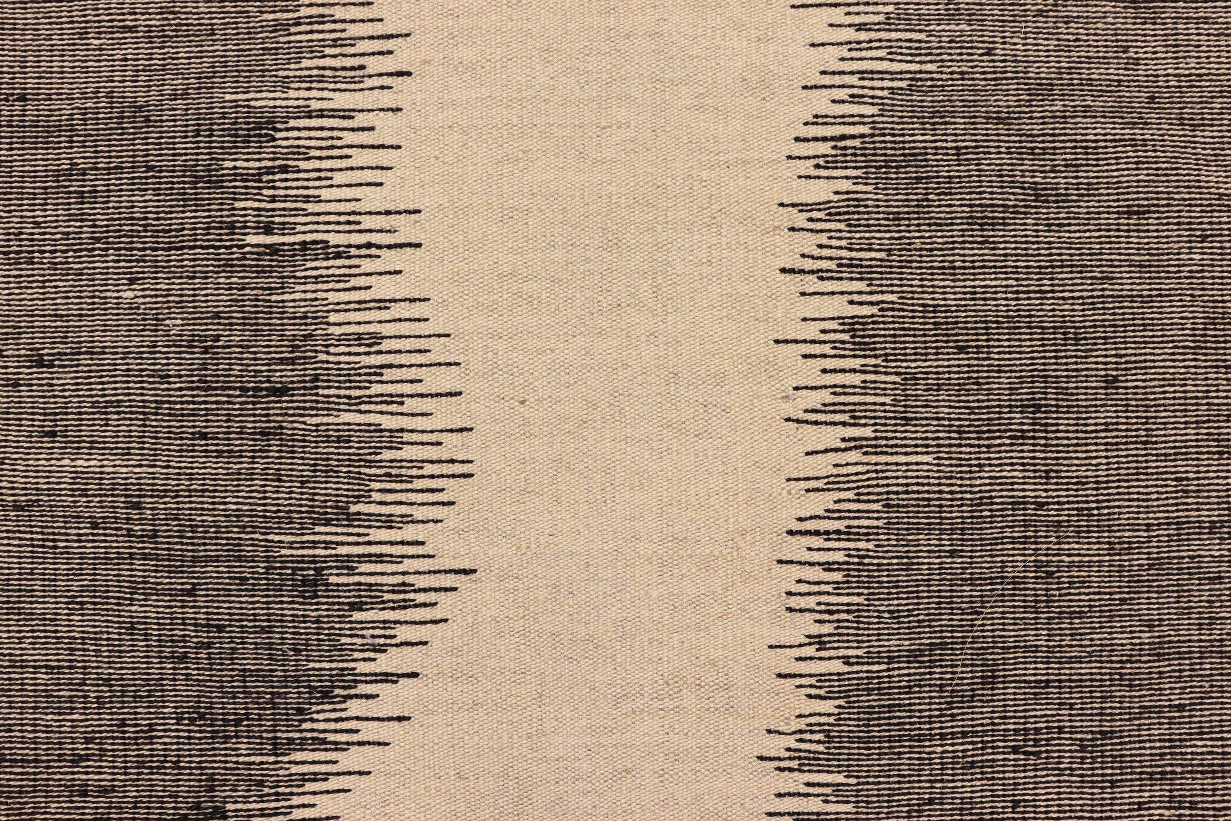 handmade Modern Kilim Beige Black Hand-Woven RECTANGLE 100% WOOL area rug 8 x 10