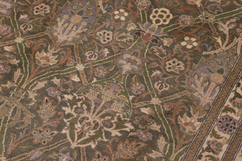 handmade Transitional Mujahid Green Gold Hand Knotted RECTANGLE 100% WOOL area rug 10x14