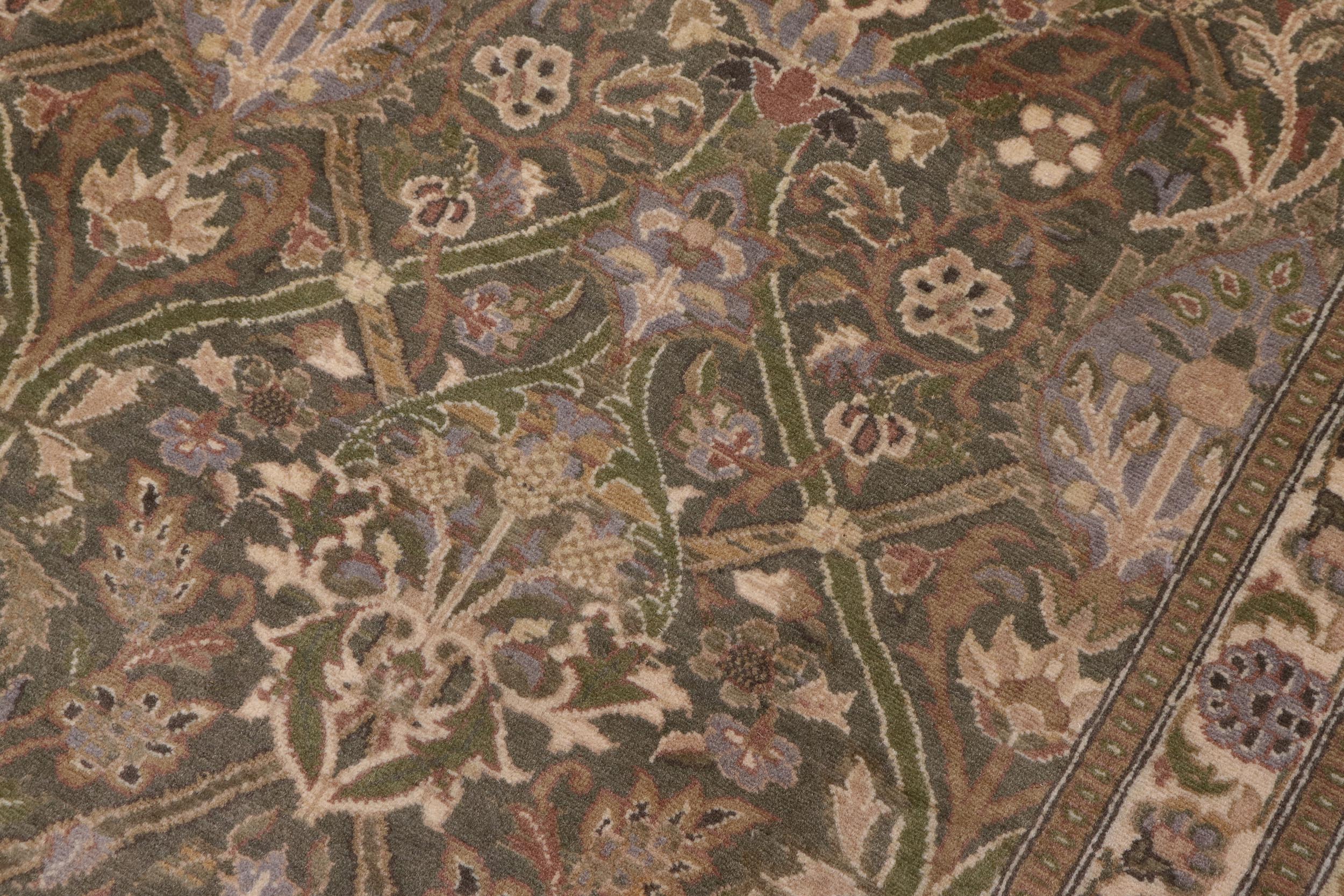 handmade Transitional Mujahid Green Gold Hand Knotted RECTANGLE 100% WOOL area rug 10x14