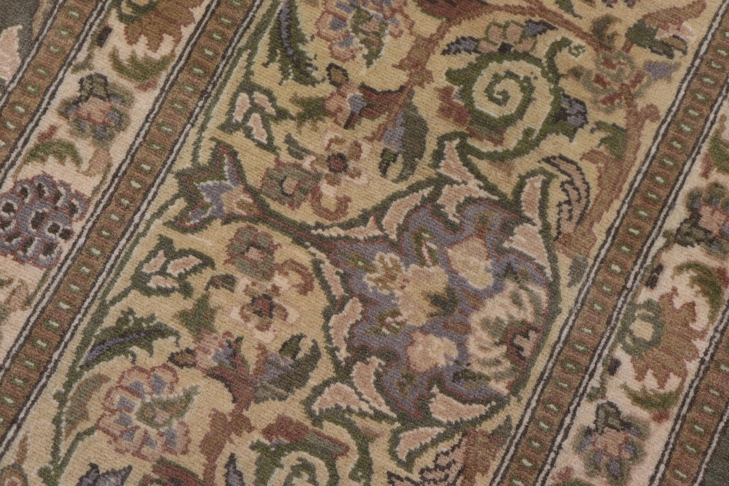 handmade Transitional Mujahid Green Gold Hand Knotted RECTANGLE 100% WOOL area rug 10x14
