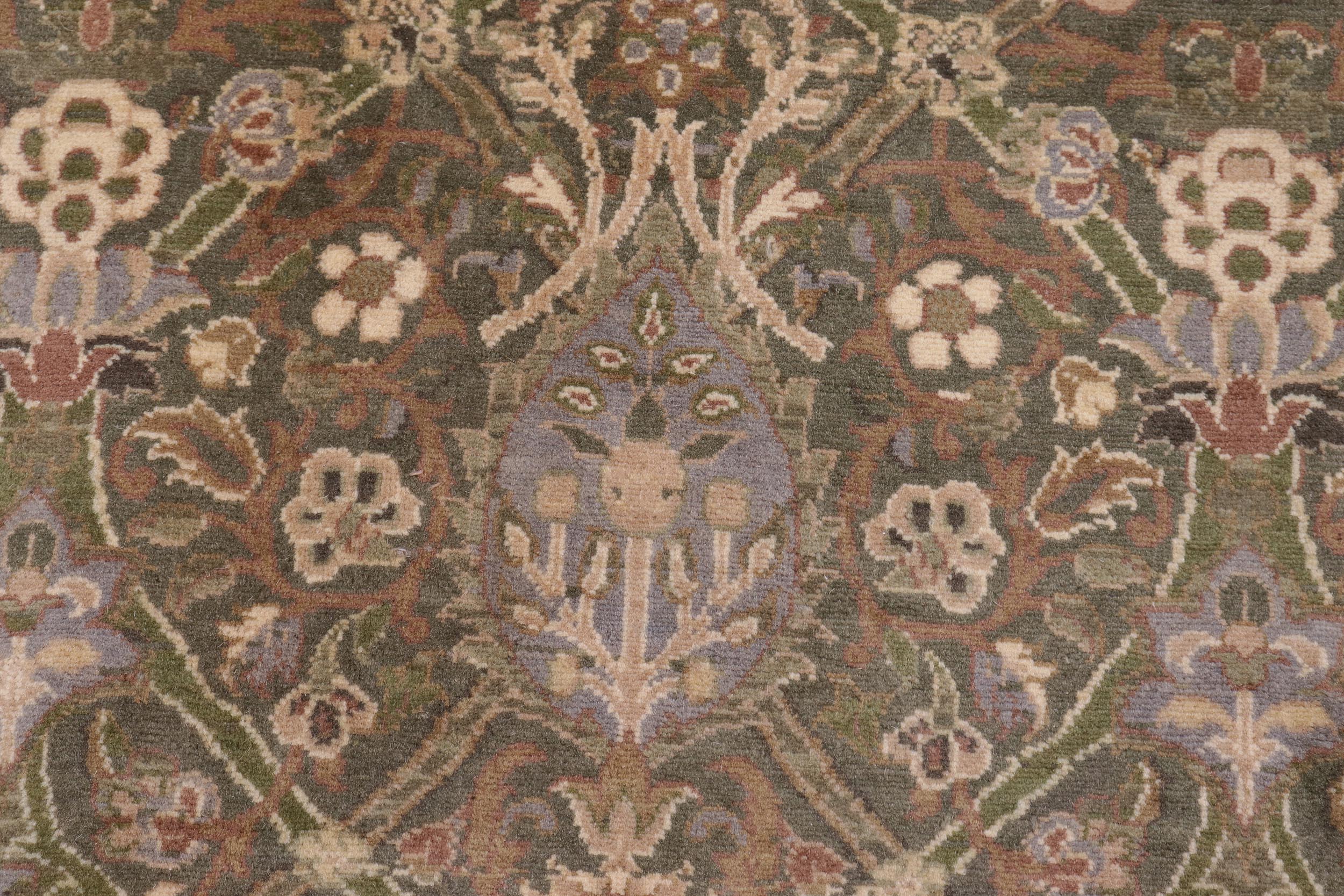 handmade Transitional Mujahid Green Gold Hand Knotted RECTANGLE 100% WOOL area rug 10x14
