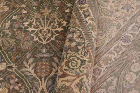 handmade Transitional Mujahid Green Gold Hand Knotted RECTANGLE 100% WOOL area rug 10x14