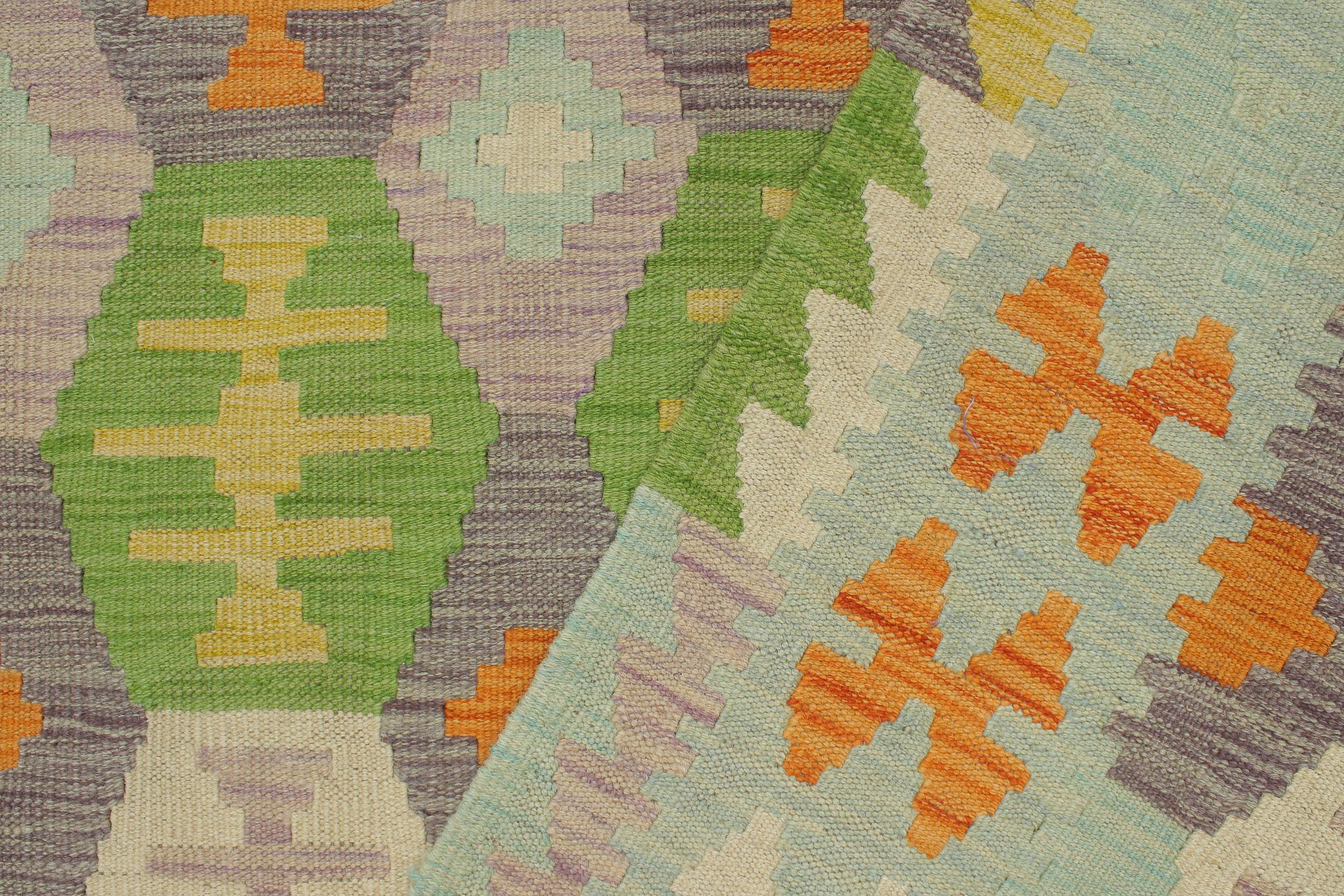 handmade Geometric Kilim Blue Beige Hand-Woven RECTANGLE 100% WOOL area rug 4 x 6