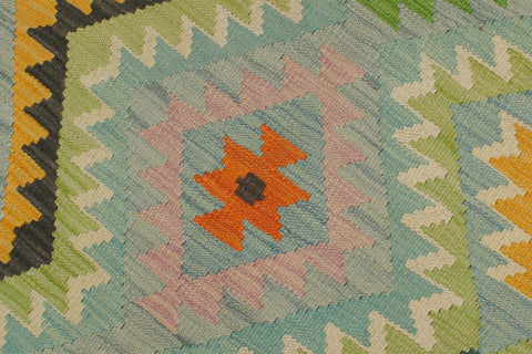 handmade Geometric Kilim Blue Charcoal Hand-Woven RECTANGLE 100% WOOL area rug 6 x 8