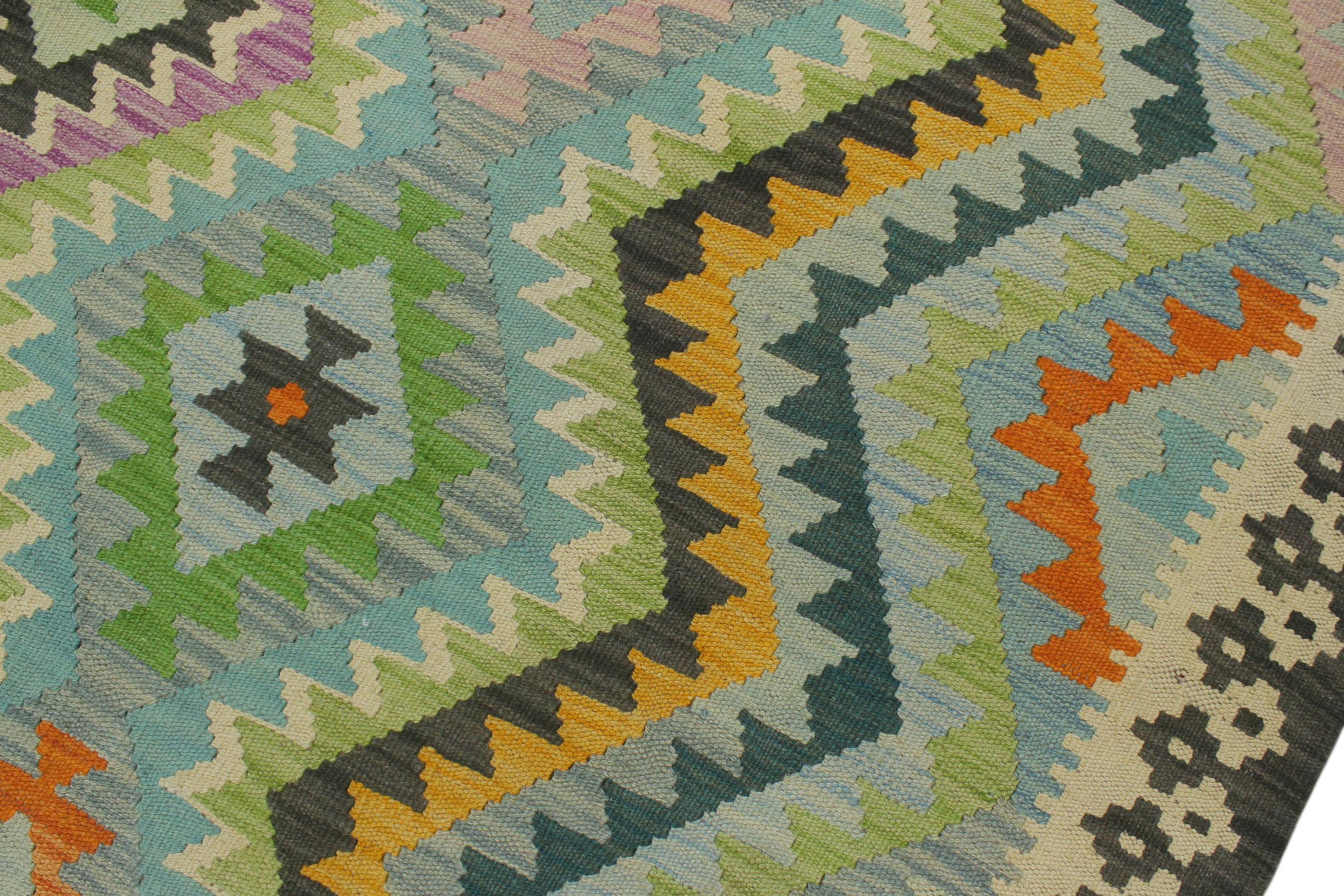 handmade Geometric Kilim Blue Charcoal Hand-Woven RECTANGLE 100% WOOL area rug 6 x 8