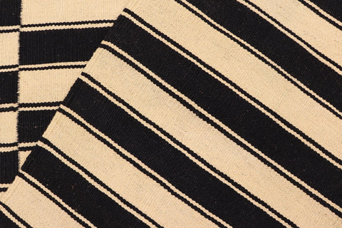 handmade Modern Kilim Beige Black Hand-Woven RECTANGLE 100% WOOL area rug 6 x 8