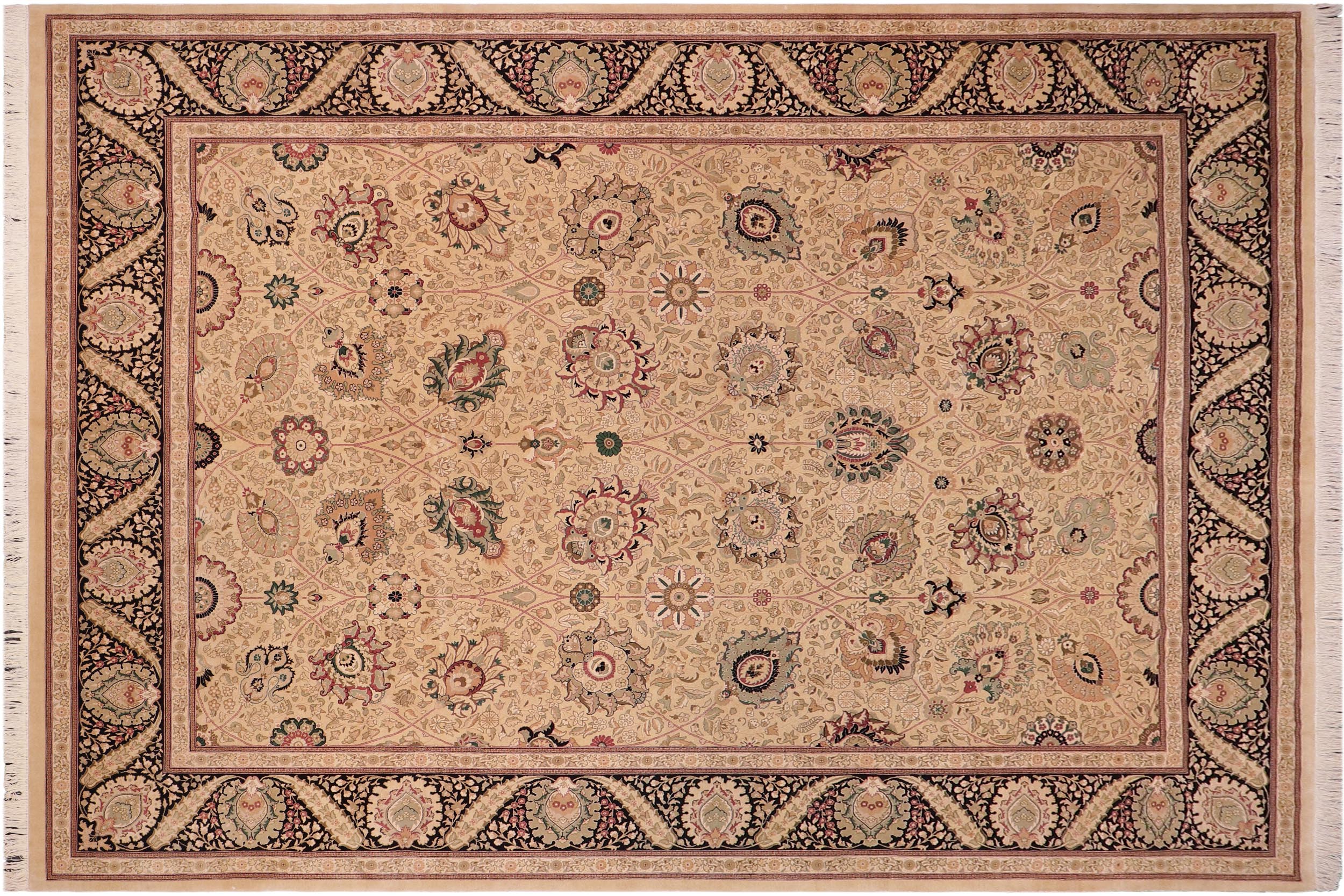 handmade Traditional New Mubashe Gold Black Hand Knotted RECTANGLE 100% WOOL area rug 10x14