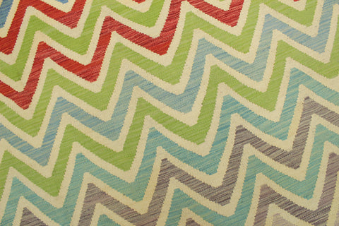 handmade Modern Kilim Red Blue Hand-Woven RECTANGLE 100% WOOL area rug 8x10