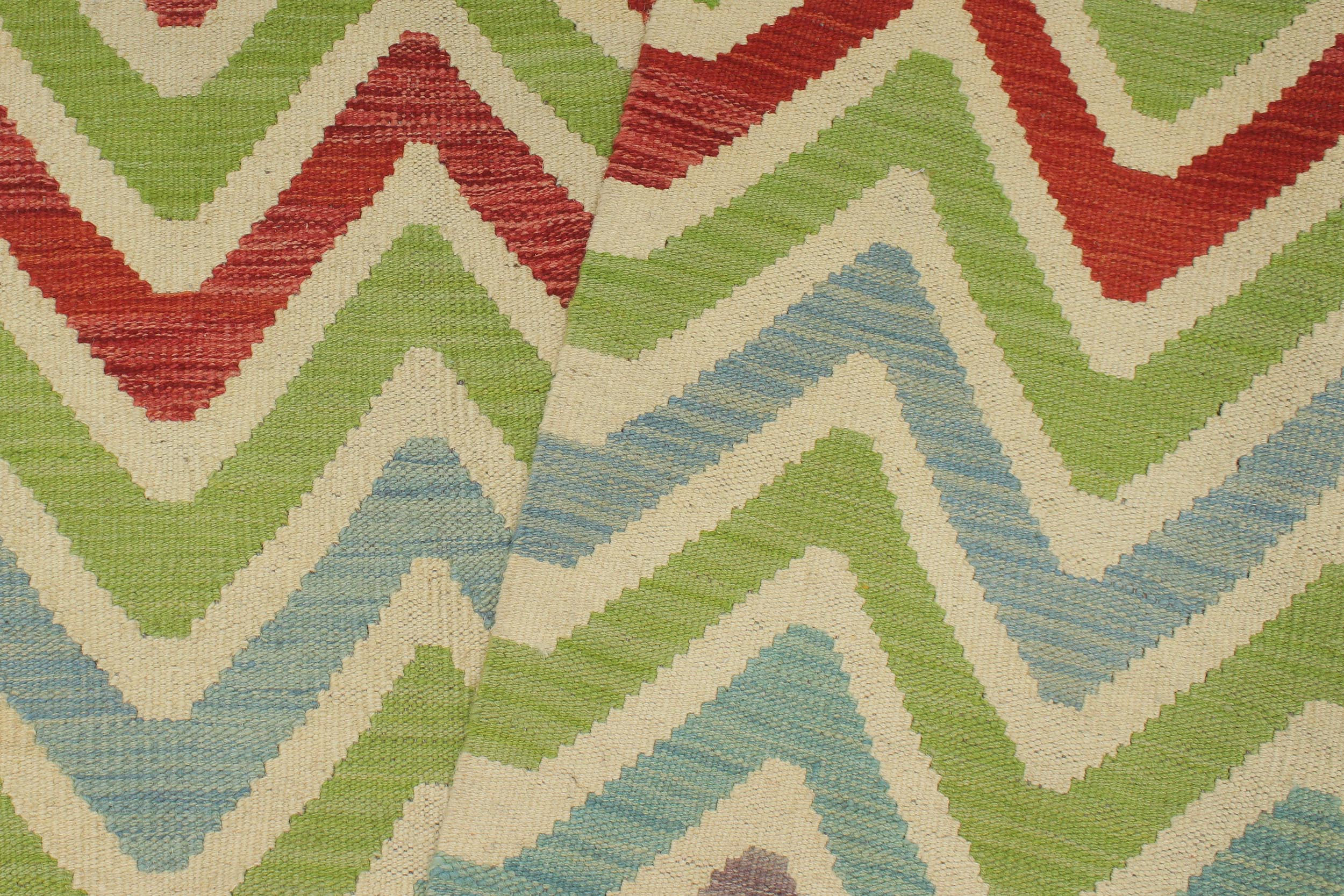 handmade Modern Kilim Red Blue Hand-Woven RECTANGLE 100% WOOL area rug 8x10