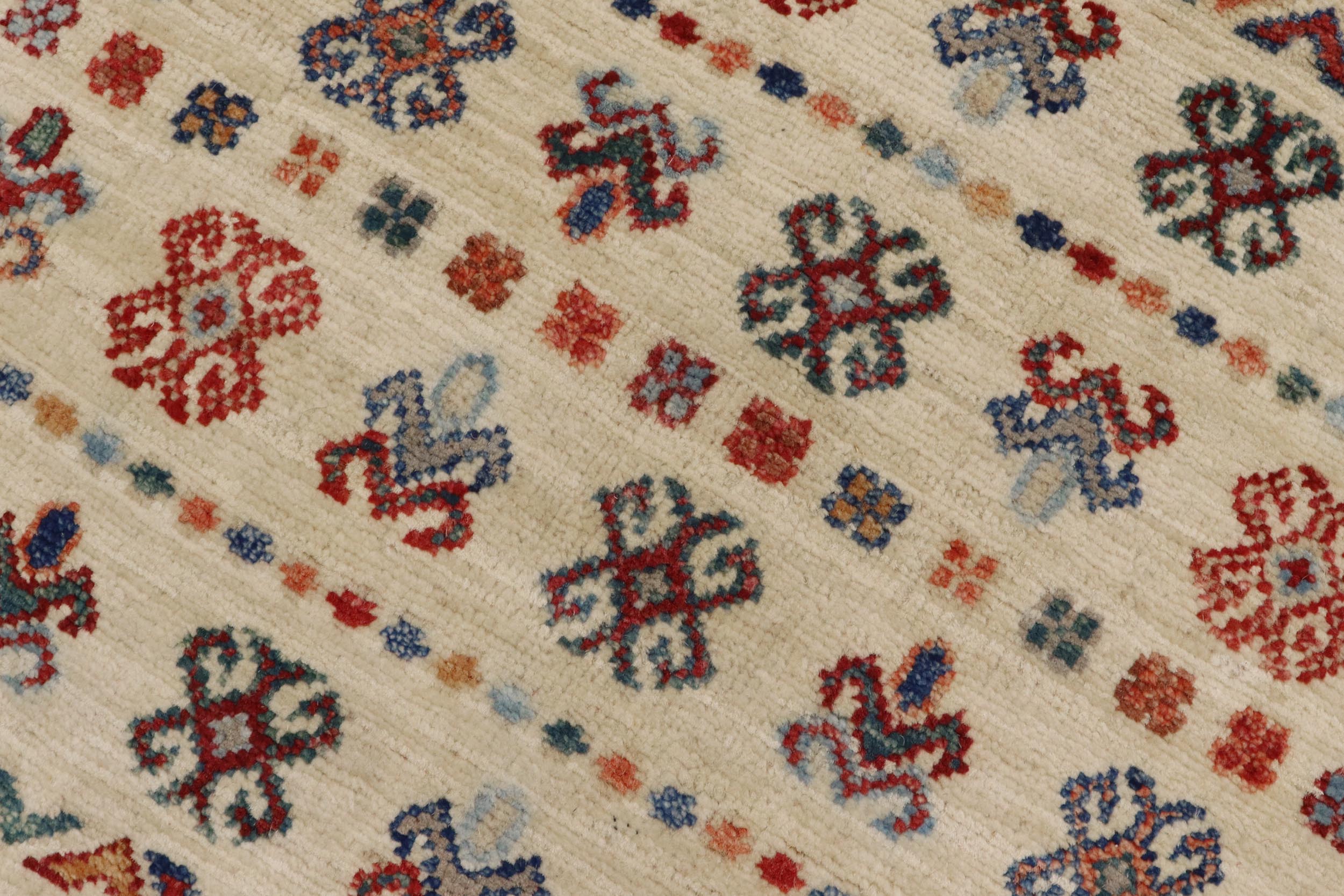 handmade Geometric Kurjean Beige Red Hand Knotted RECTANGLE 100% WOOL area rug 3x5