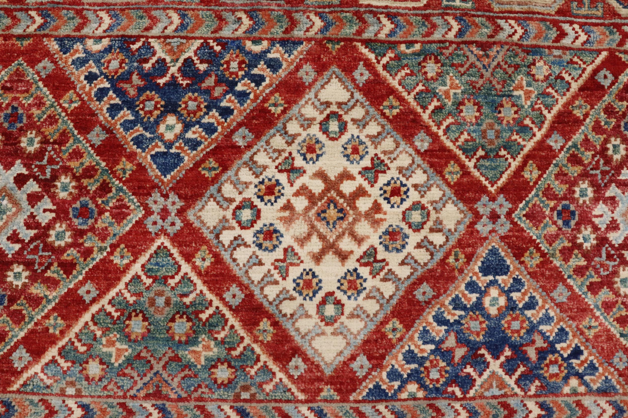 handmade Geometric Kurjean Beige Red Hand Knotted RECTANGLE 100% WOOL area rug 3x5