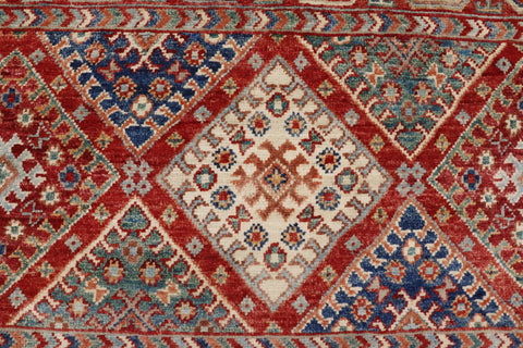 handmade Geometric Kurjean Beige Red Hand Knotted RECTANGLE 100% WOOL area rug 3x5