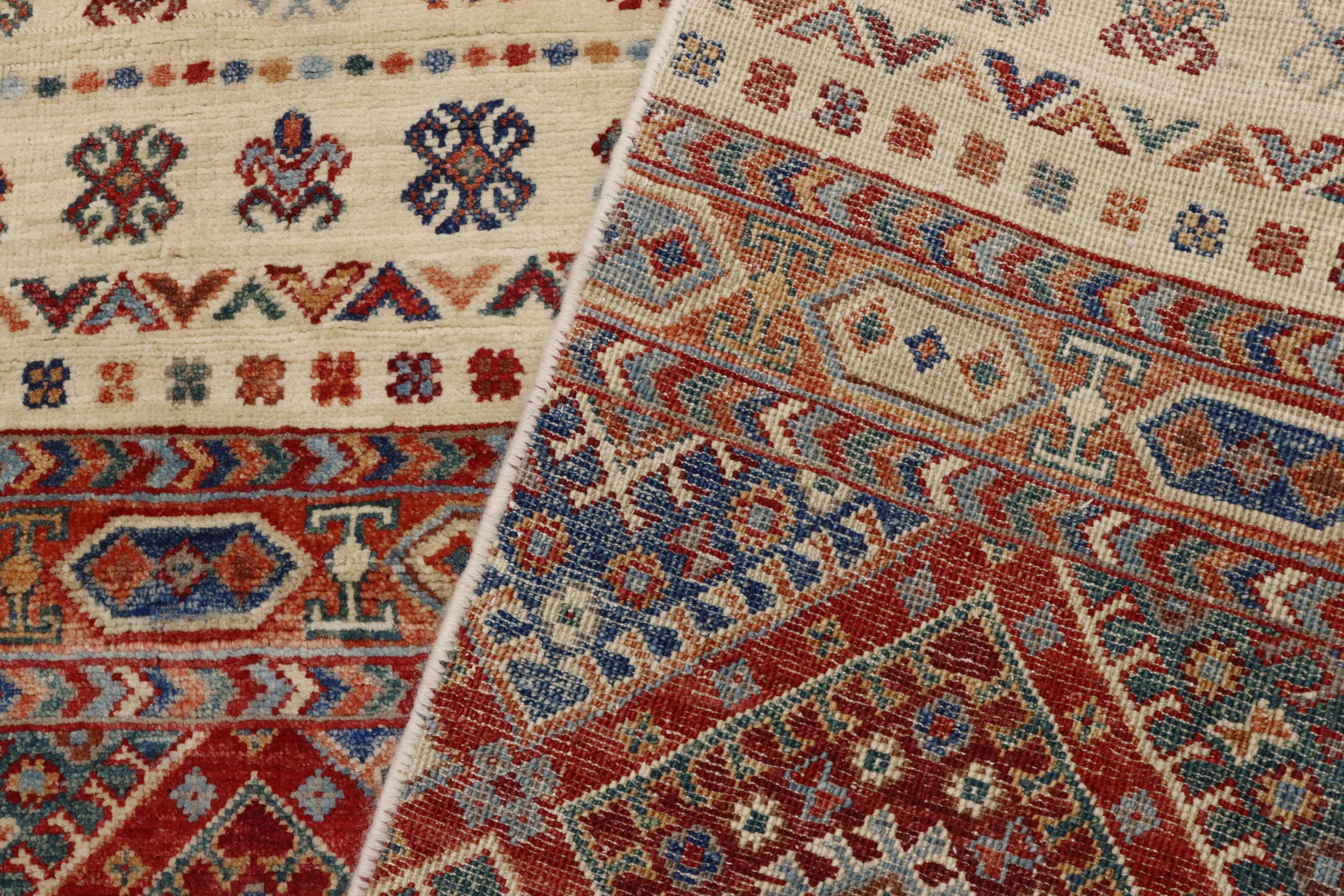 handmade Geometric Kurjean Beige Red Hand Knotted RECTANGLE 100% WOOL area rug 3x5