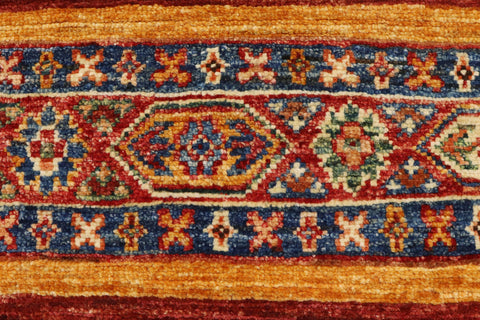 handmade Geometric Kurjean Red Blue Hand Knotted RECTANGLE 100% WOOL area rug 3x4