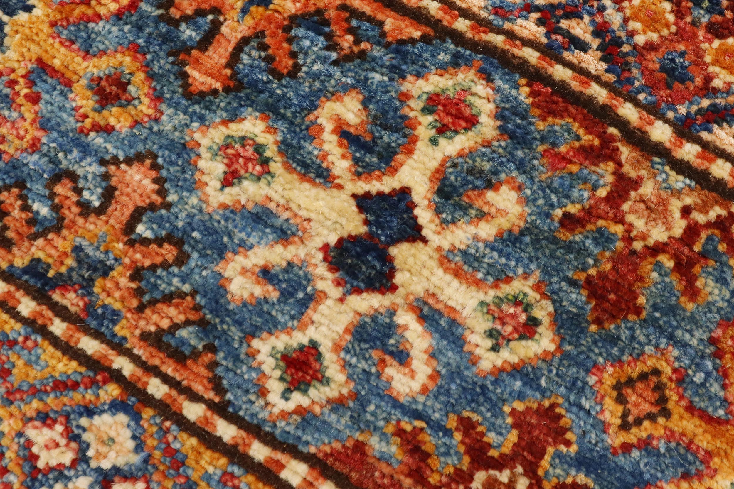 handmade Geometric Kurjean Red Blue Hand Knotted RECTANGLE 100% WOOL area rug 3x4