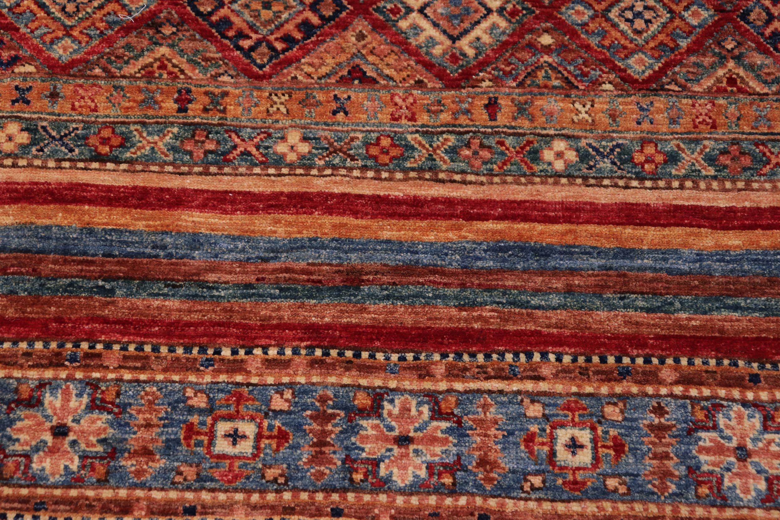 handmade Geometric Kurjean Red Blue Hand Knotted RECTANGLE 100% WOOL area rug 3x4