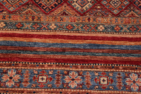 handmade Geometric Kurjean Red Blue Hand Knotted RECTANGLE 100% WOOL area rug 3x4