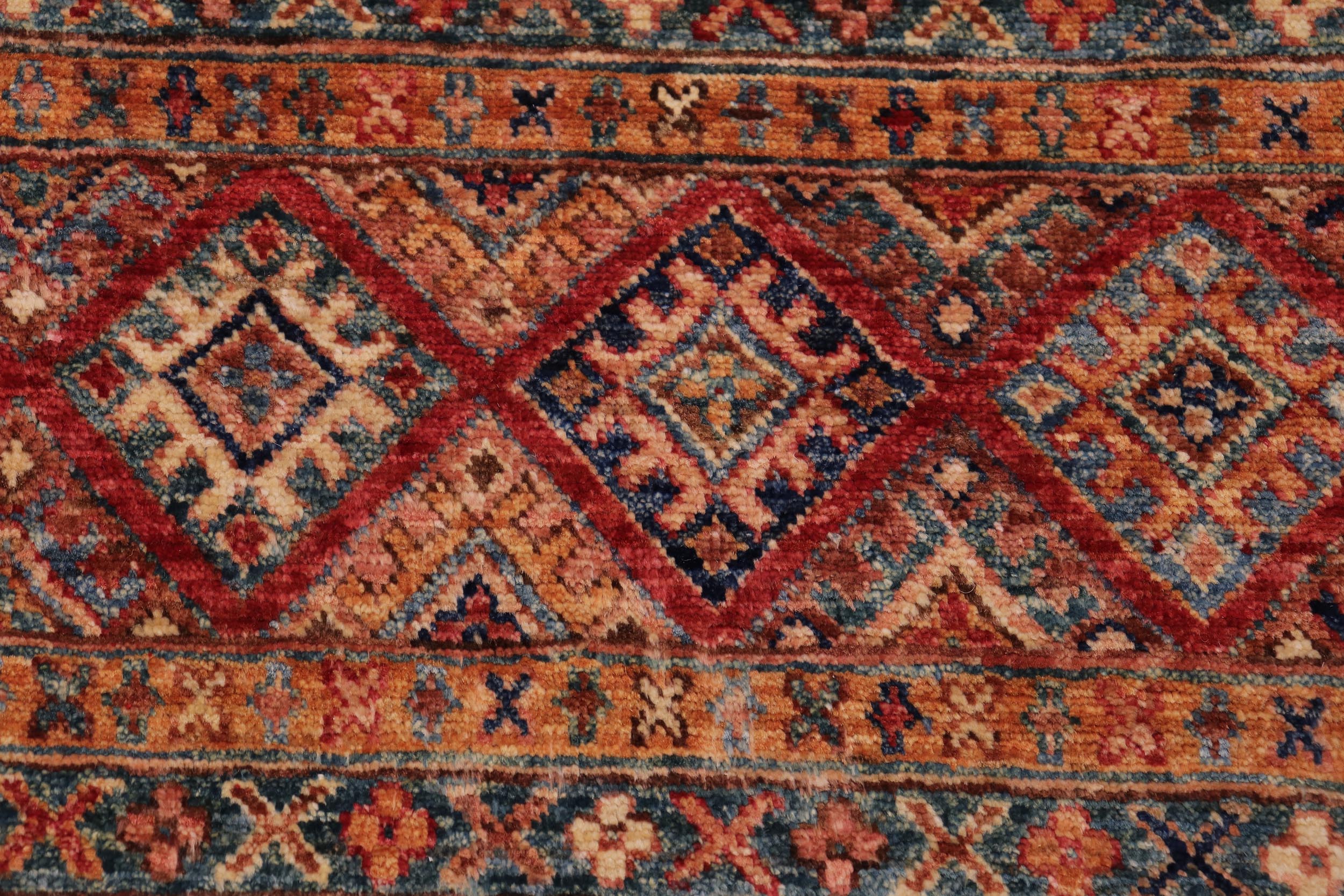 handmade Geometric Kurjean Red Blue Hand Knotted RECTANGLE 100% WOOL area rug 3x4