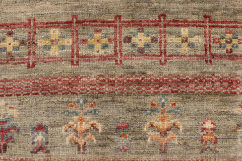 handmade Geometric Kurjean Green Red Hand Knotted RECTANGLE 100% WOOL area rug 4x6