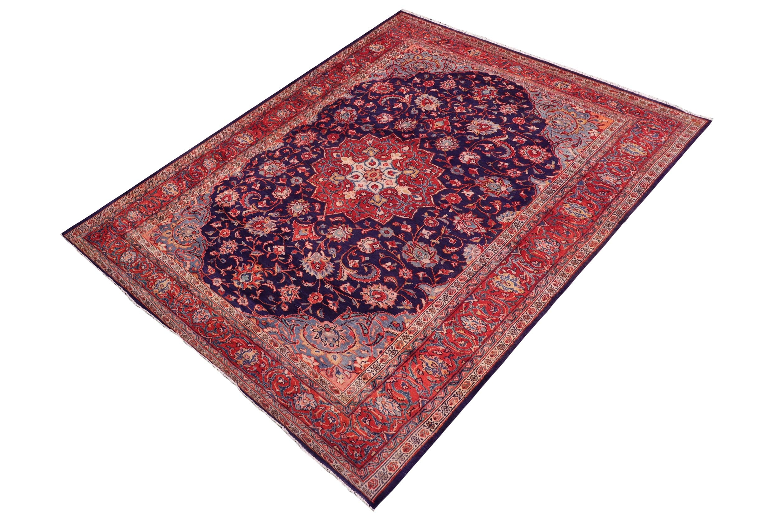 handmade Traditional Kashan Blue Rust Hand Knotted RECTANGLE 100% WOOL area rug 6 x 12