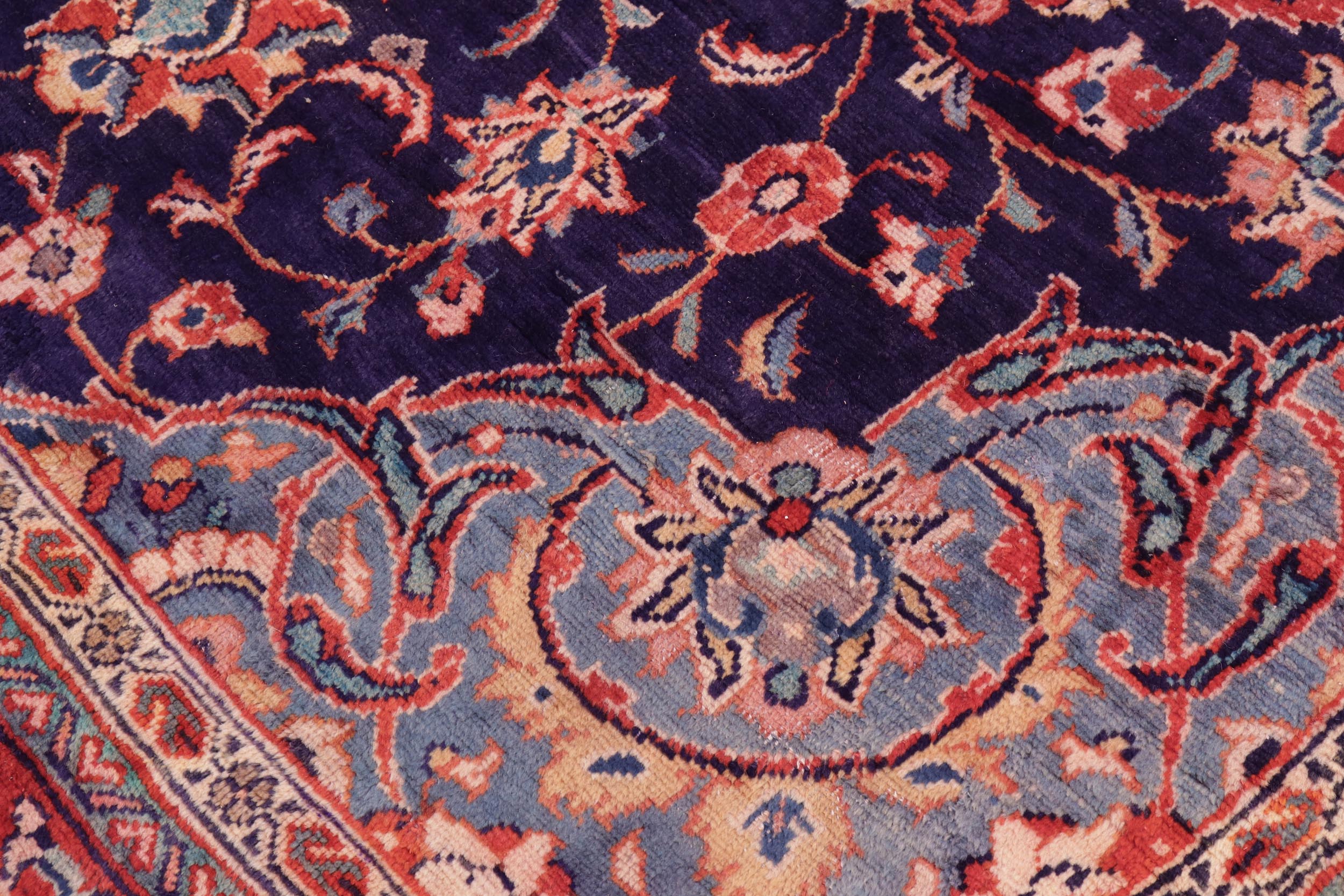 handmade Traditional Kashan Blue Rust Hand Knotted RECTANGLE 100% WOOL area rug 6 x 12