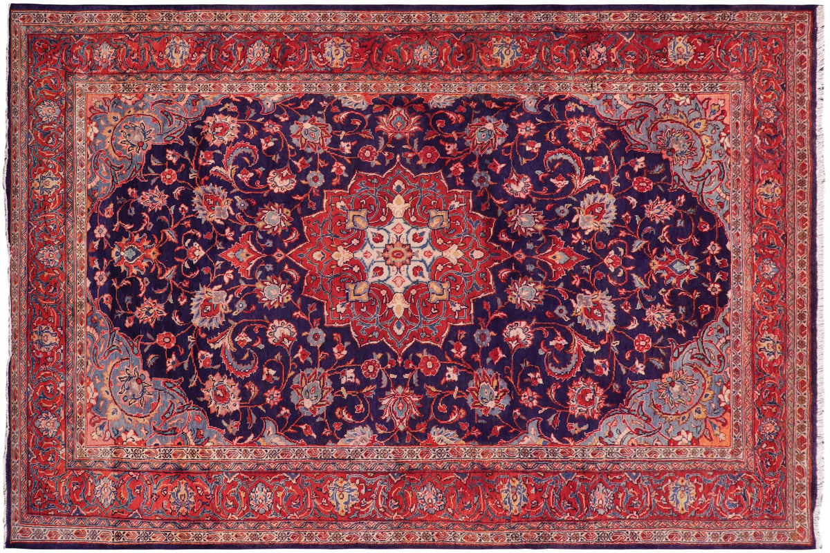 handmade Traditional Kashan Blue Rust Hand Knotted RECTANGLE 100% WOOL area rug 6 x 12