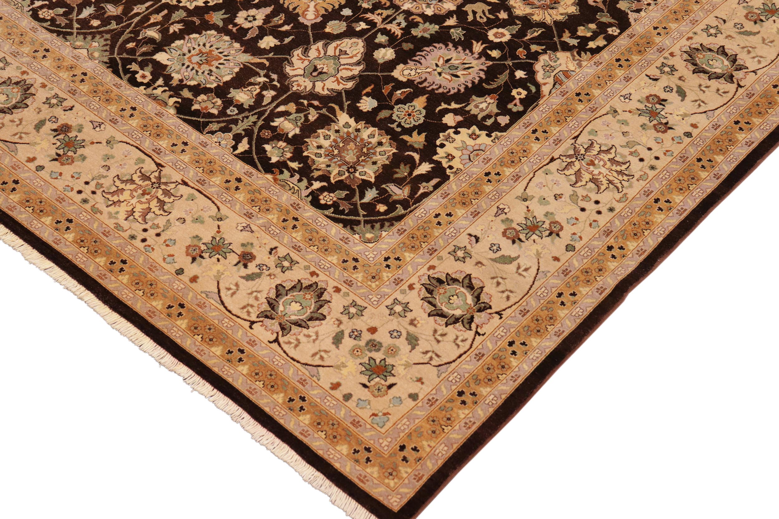 handmade Transitional Design Brown Tan Hand Knotted RECTANGLE 100% WOOL area rug 10' x 14'