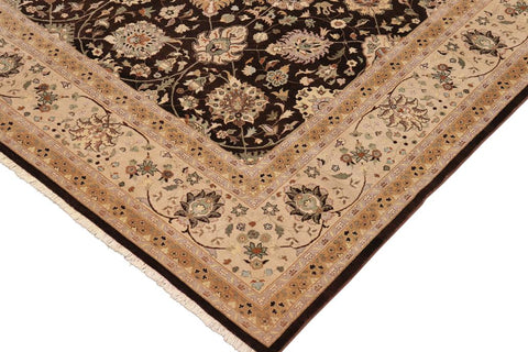 handmade Transitional Design Brown Tan Hand Knotted RECTANGLE 100% WOOL area rug 10'X14'