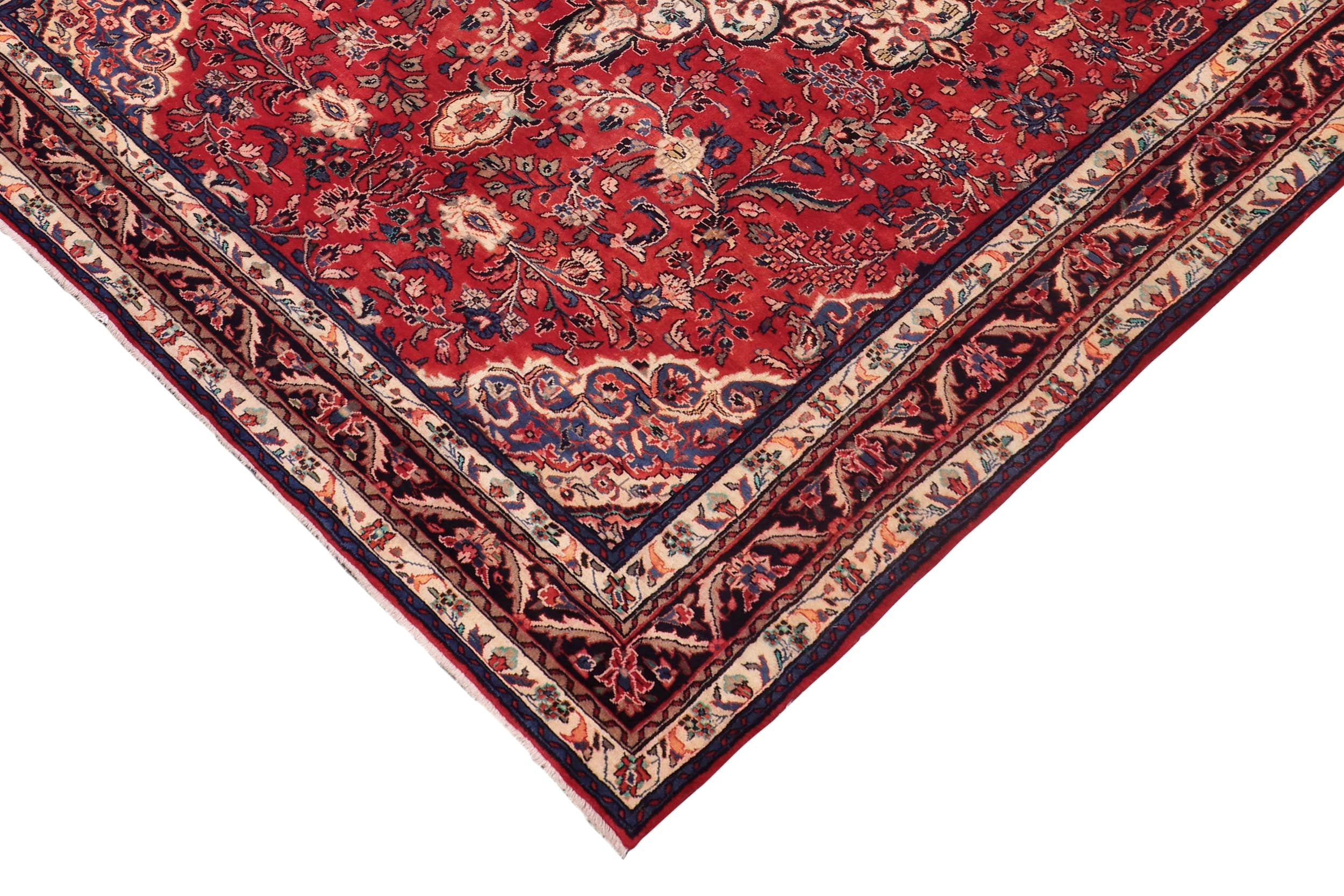 handmade Traditional Kashan Red Blue Hand Knotted RECTANGLE 100% WOOL area rug 7 x 10