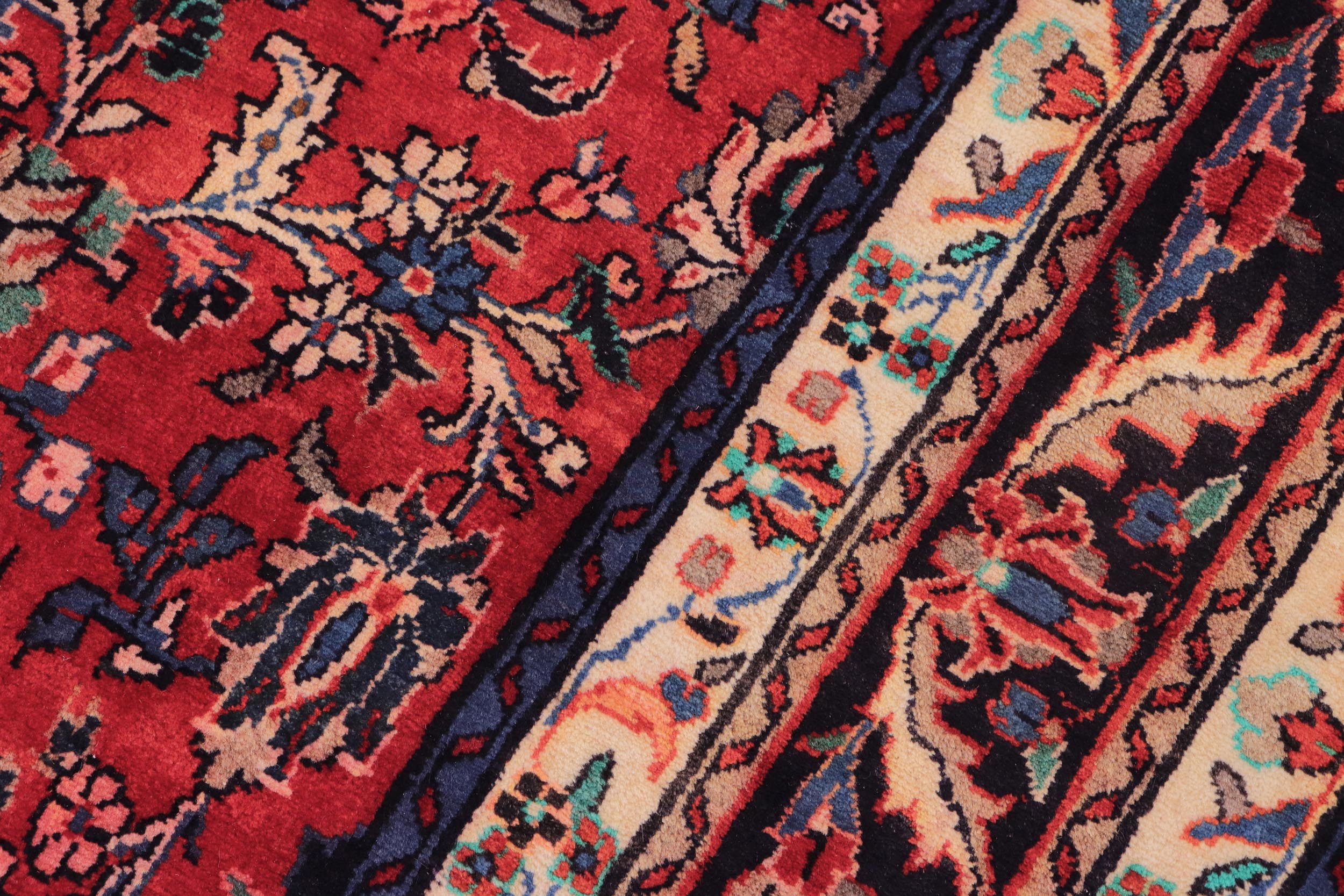 handmade Traditional Kashan Red Blue Hand Knotted RECTANGLE 100% WOOL area rug 7 x 10