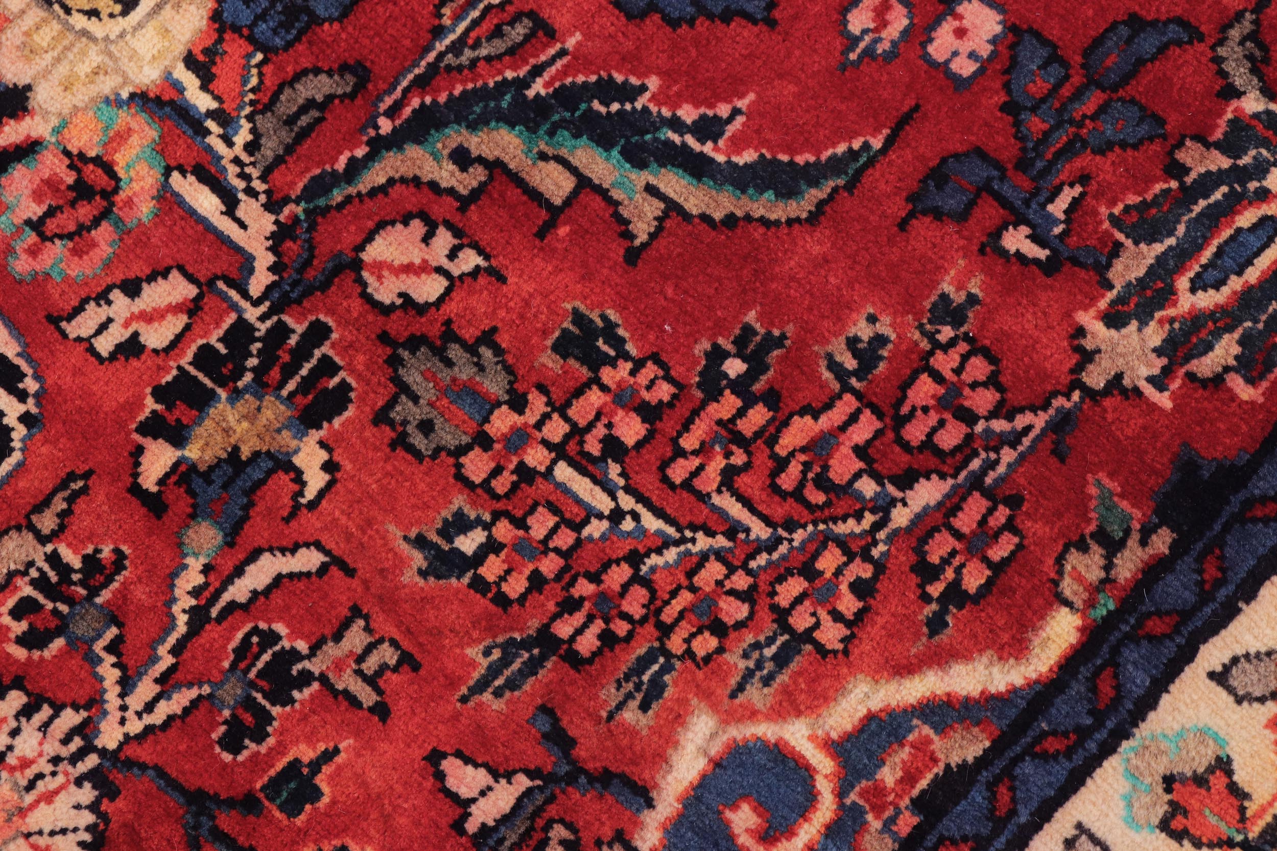 handmade Traditional Kashan Red Blue Hand Knotted RECTANGLE 100% WOOL area rug 7 x 10