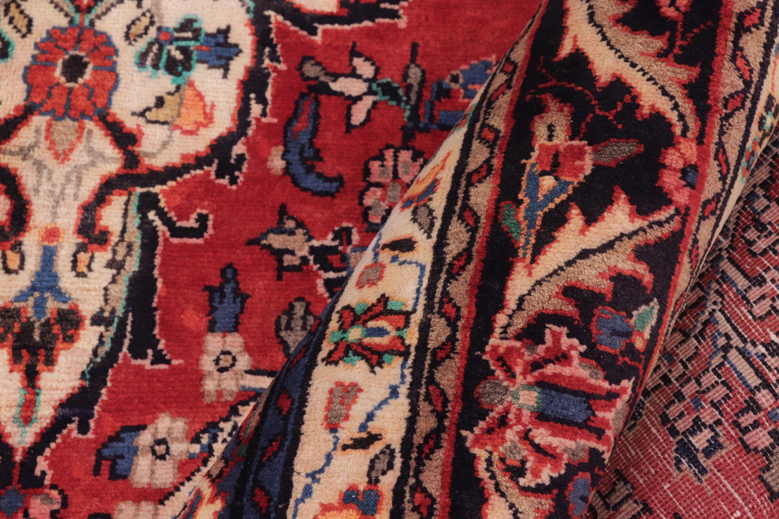 handmade Traditional Kashan Red Blue Hand Knotted RECTANGLE 100% WOOL area rug 7 x 10