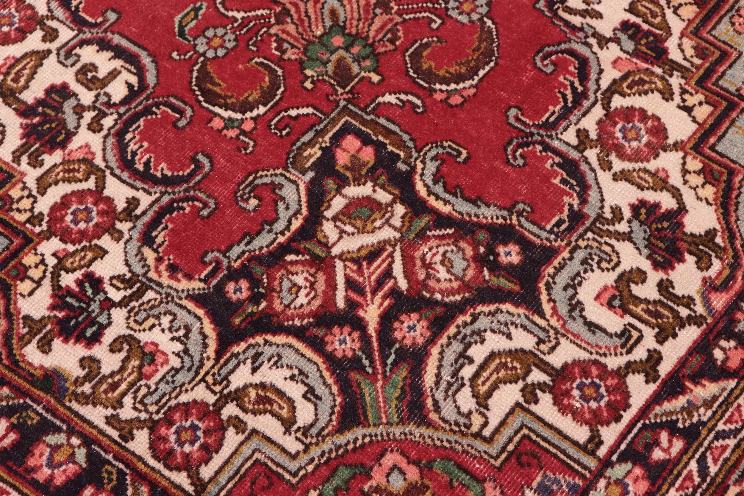 handmade Vintage Tabriz Red Blue Hand Knotted RECTANGLE 100% WOOL area rug 7' x 11'